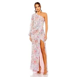 Mac Duggal Rose Floral Sequin One-Shoulder Dress